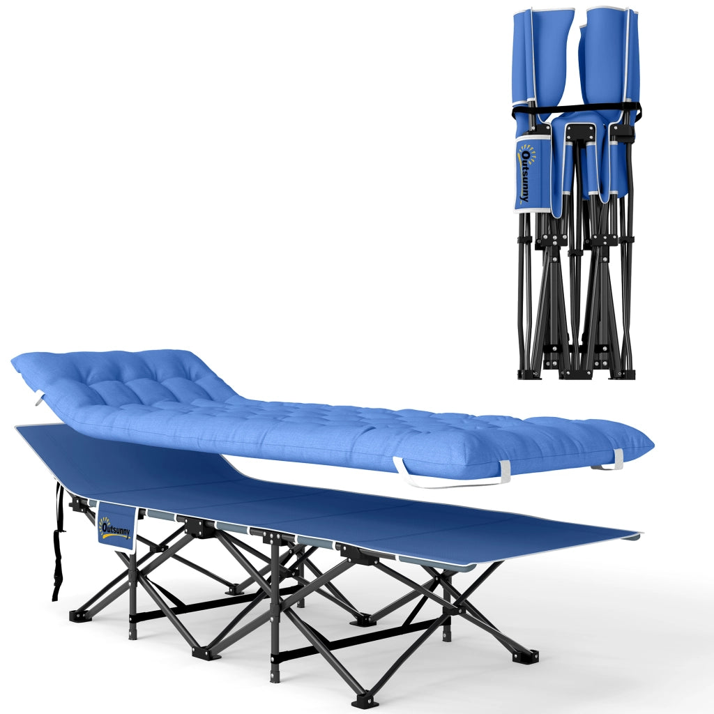 Letto da campeggio pieghevole con materasso ¨C zephmum ¨C blu scuro 185x68x37 cm