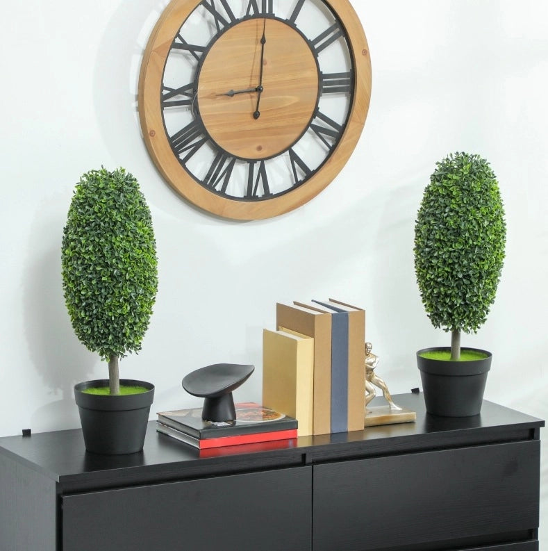 Set di 2 piante artificiali 60 cm con 322 foglie; resistenti ai raggi UV; plastica; verde