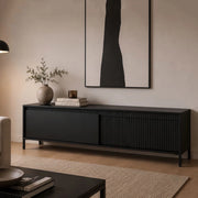 Kameza, Mobile Porta tv un Ripiano, 154x40x53h cm Nero