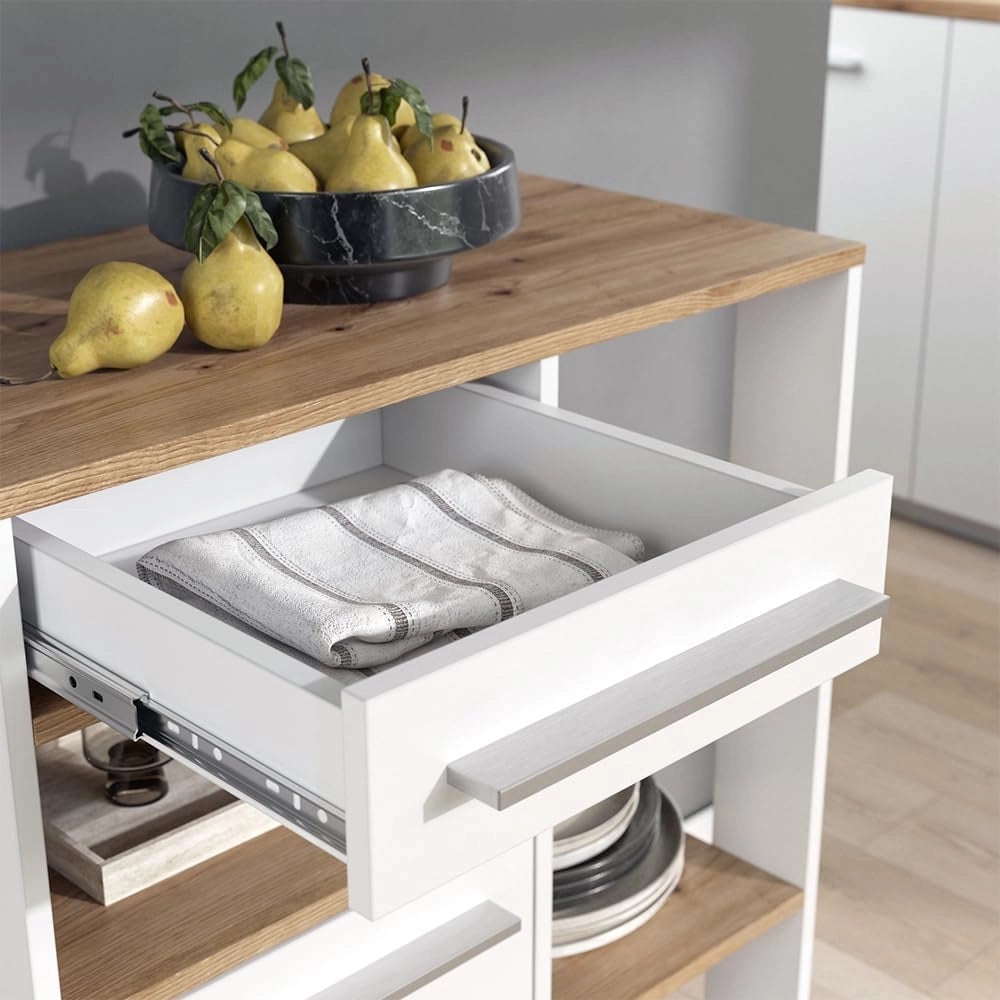 Buffet da cucina Pure, Bianco/Rovere artigianale, 72.2 x 41.9 cm, con ripiani regolabili in altezza per un utilizzo flessibile