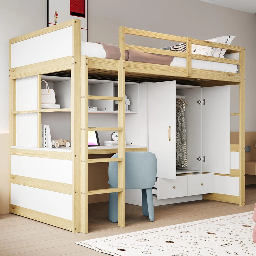 Letto a soppalco - Xylo - 90x200 cm legno con scrivania