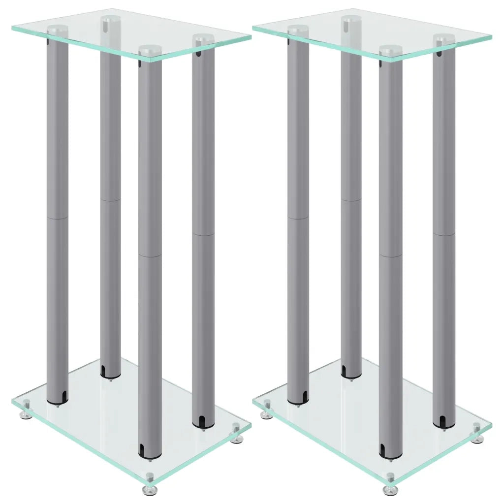 Pedane Casse 2 pz Argento Vetro Temperato Design a 4 Pilastri CFW4970722