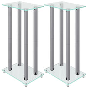 Pedane Casse 2 pz Argento Vetro Temperato Design a 4 Pilastri CFW4970722
