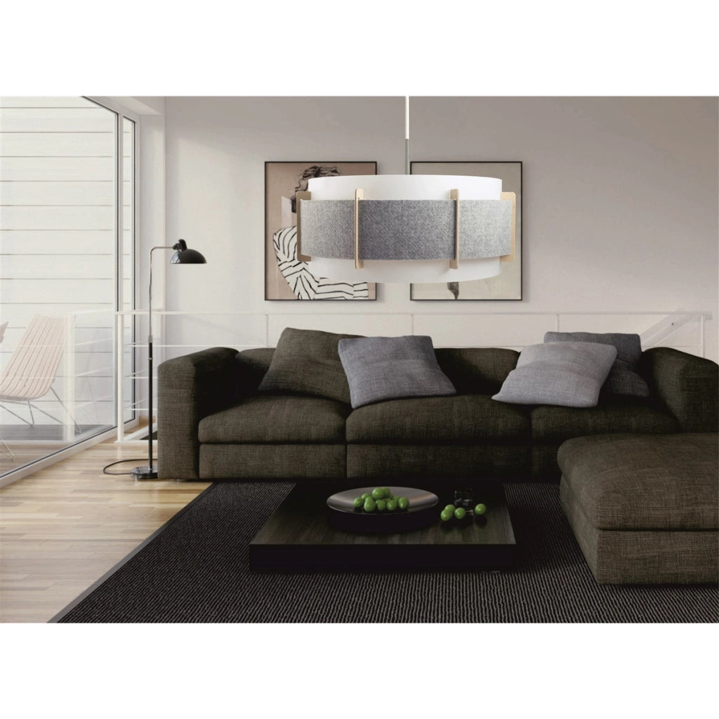 Lampada a sospensione Lux in feltro grigio e legno
