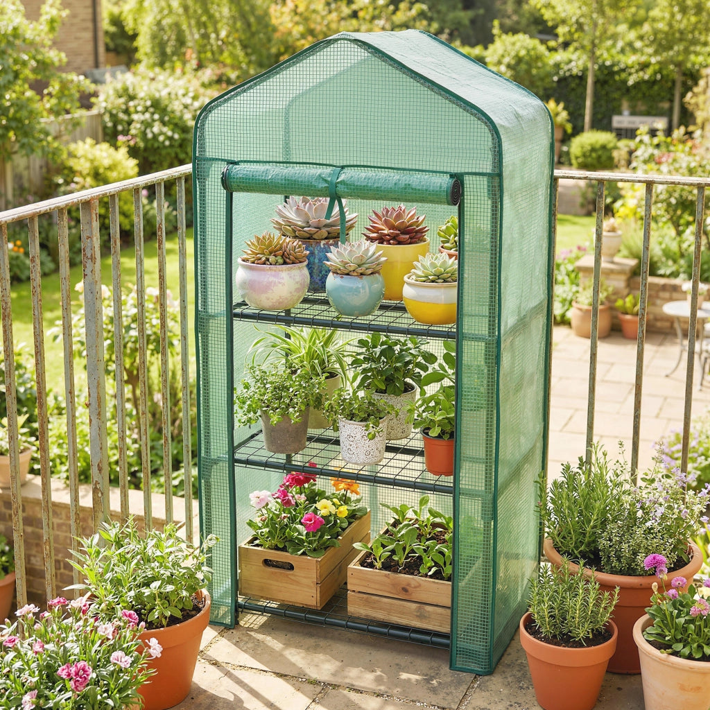Serra da Giardino 3 Livelli con Ripiani ¨C Zephmum ¨C Verde Acciaio 59x39x127 cm