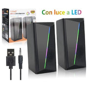 Trade Shop - Casse Altoparlanti Gaming Stereo Usb 2.0 Luce Rgb Pc Dvd Tv Mp3 Tablet 6w A5006 -
