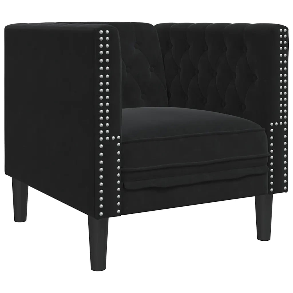 Divano Sedia-Poltrona Chesterfield Nera in Velluto