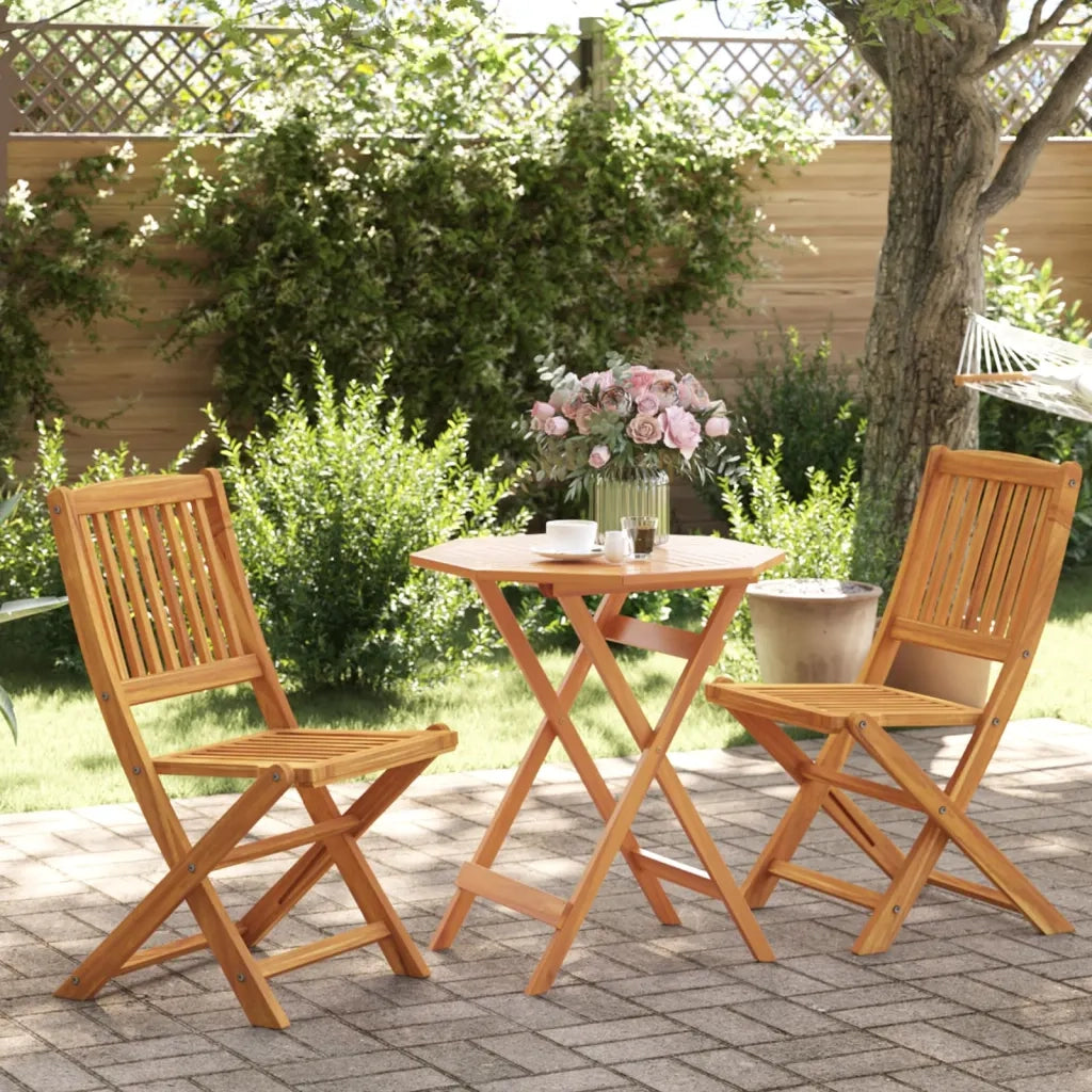 Set BistrÃ² Pieghevole 3pz in Legno Massello di Acacia