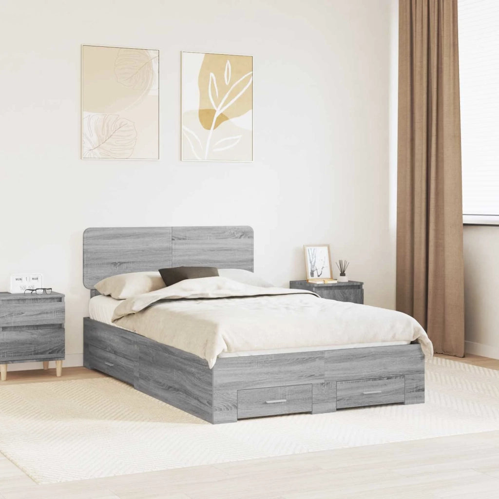 Struttura del letto con testiera Grigio Sonoma 135 x 190 cm 3412387
