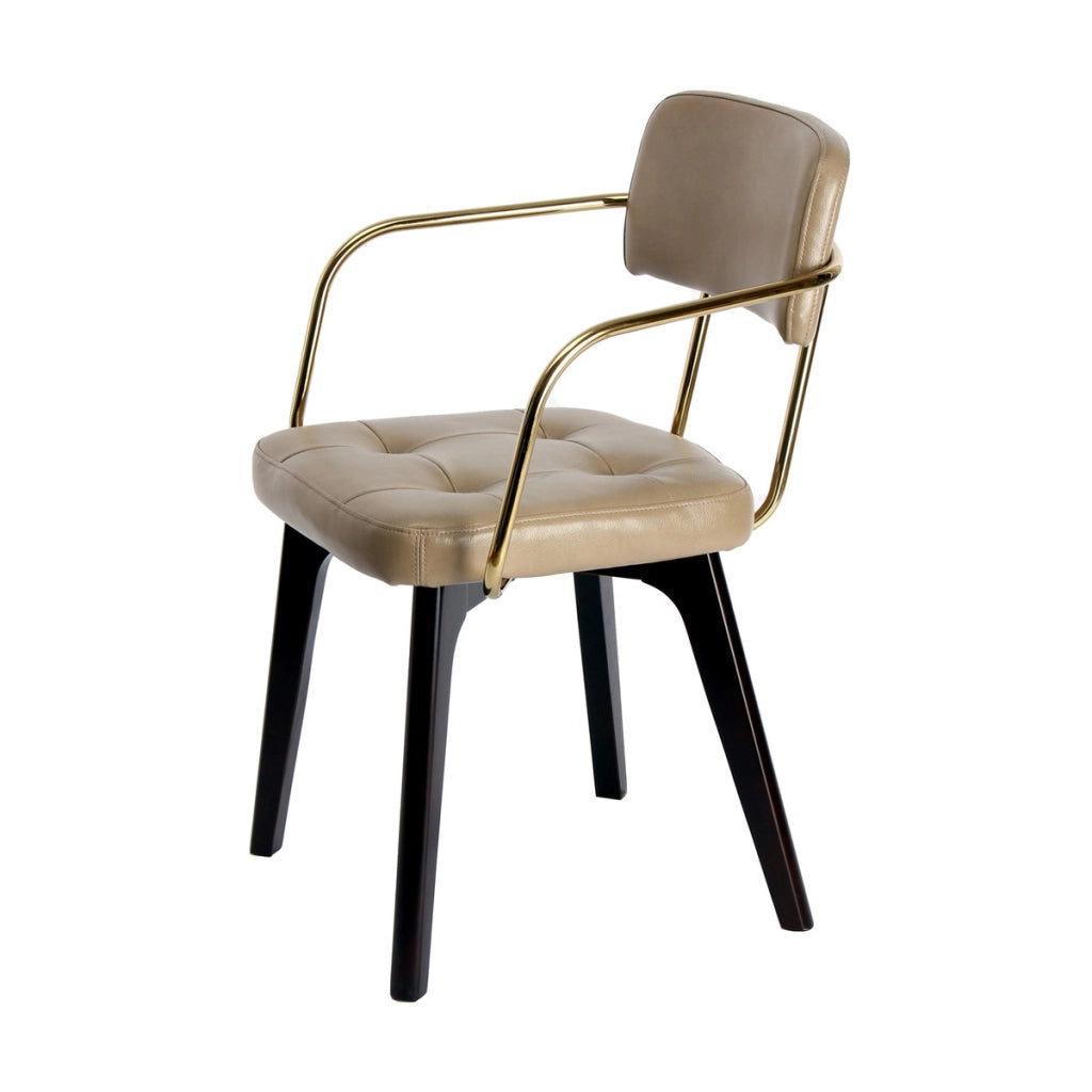 Sedia di design Manchester in ecopelle crema e oro