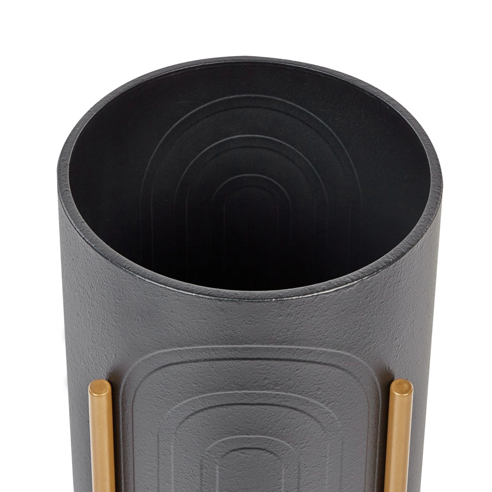 Portapiante in metallo nero 32 x 32 x 58 cm per interni ed esterni