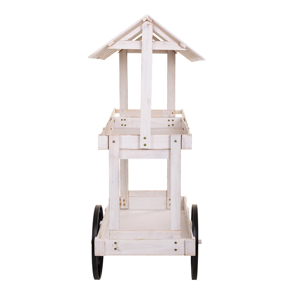 Carrello espositivo in legno bianco 119x68x138h