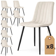 Set di 8 Sedie in velluto trapuntate LIVO Beige gambe nere