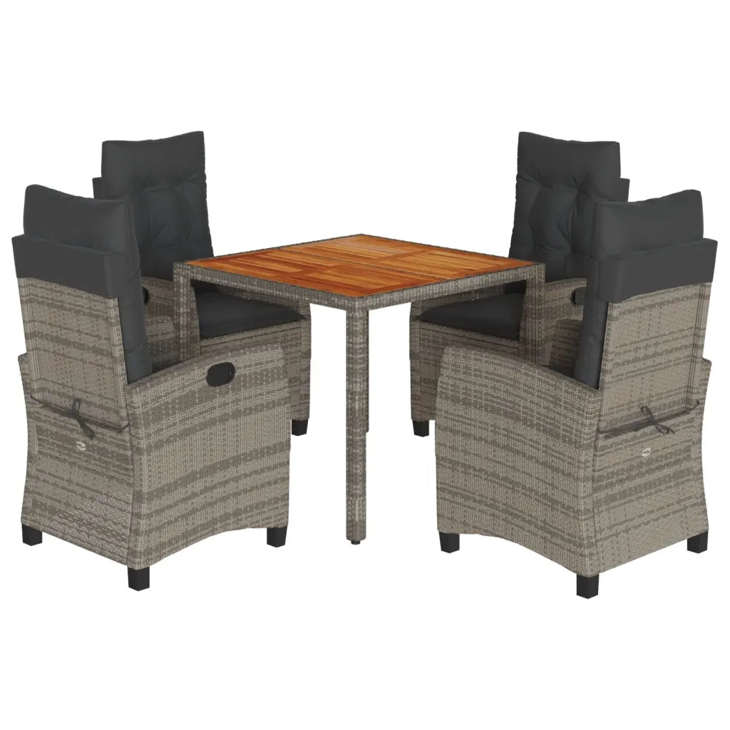 Set da Pranzo da Giardino 5 pz con Cuscini in Polyrattan Grigio 3212672