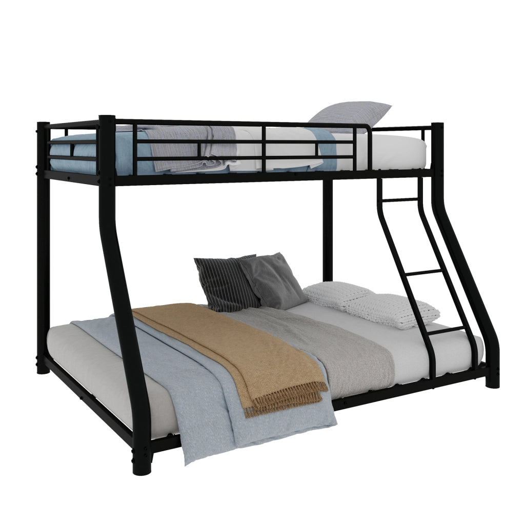 Letto a castello twin over full in ferro nero 105x200 cm