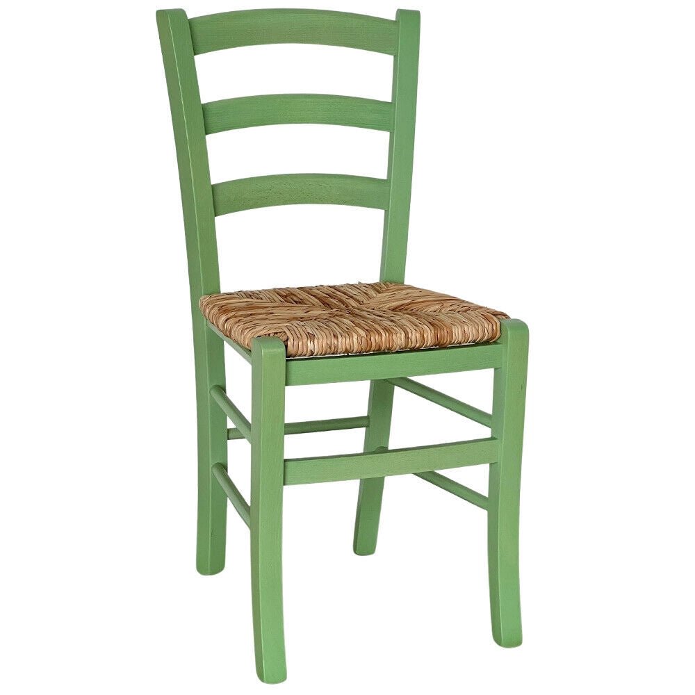 Sedie sala da pranzo venezia legno verde con seduta in paglia di riso
