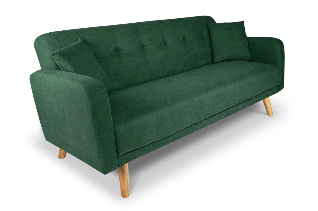 Divano letto clic clac in tessuto vellutato verde abete, divano 3 posti - Henry - DL-HE38FBC