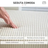 Panca Fondo Letto con Spazio Contenitore da 84L, in Tessuto Effetto Velluto a Coste e Acciaio, 112x42x40 cm, Beige