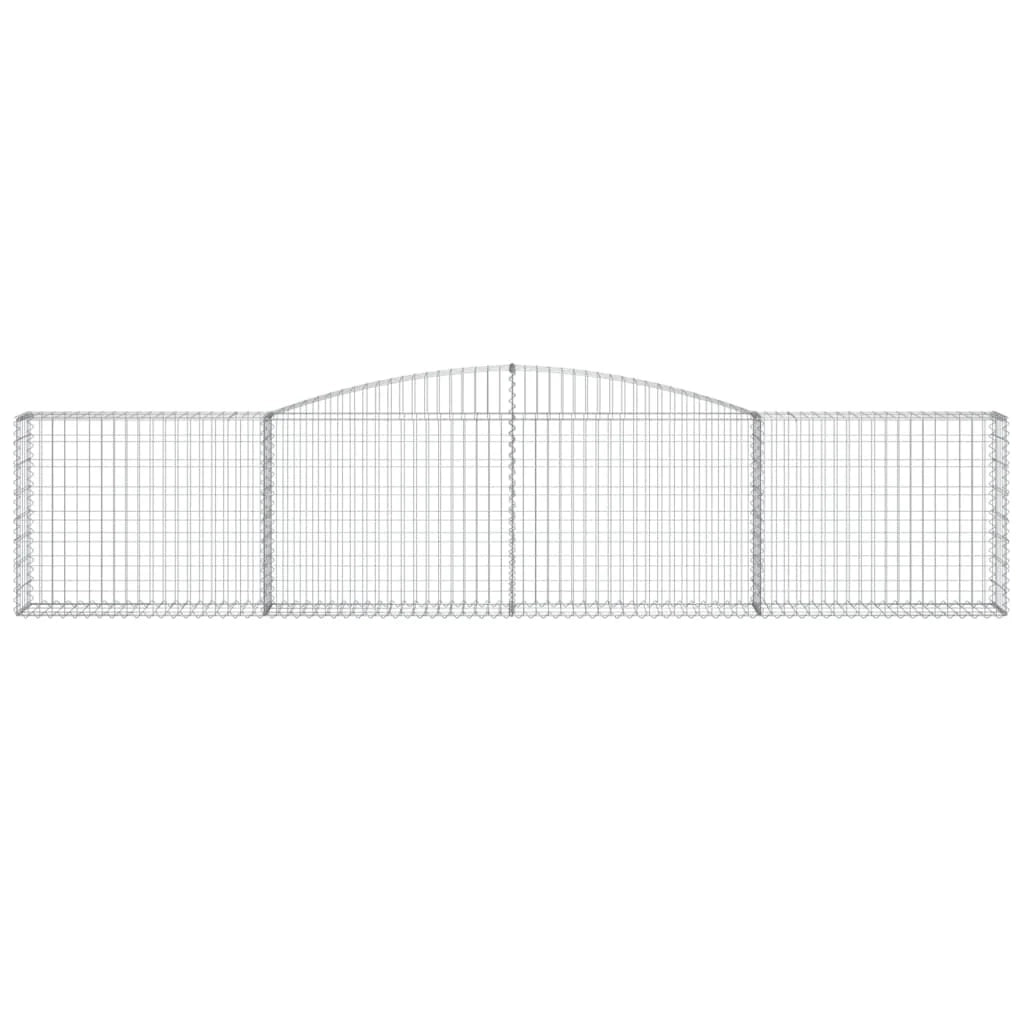 Cestini gabbioni recinzione a gabbia muro di contenimento ad arco 3 pezzi 400 x 30 x 80/100 cm ferro zincato argento 02_0040794