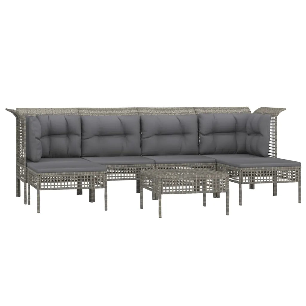 Set Divani da Giardino 7 pz con Cuscini in Polyrattan Grigio 3187553