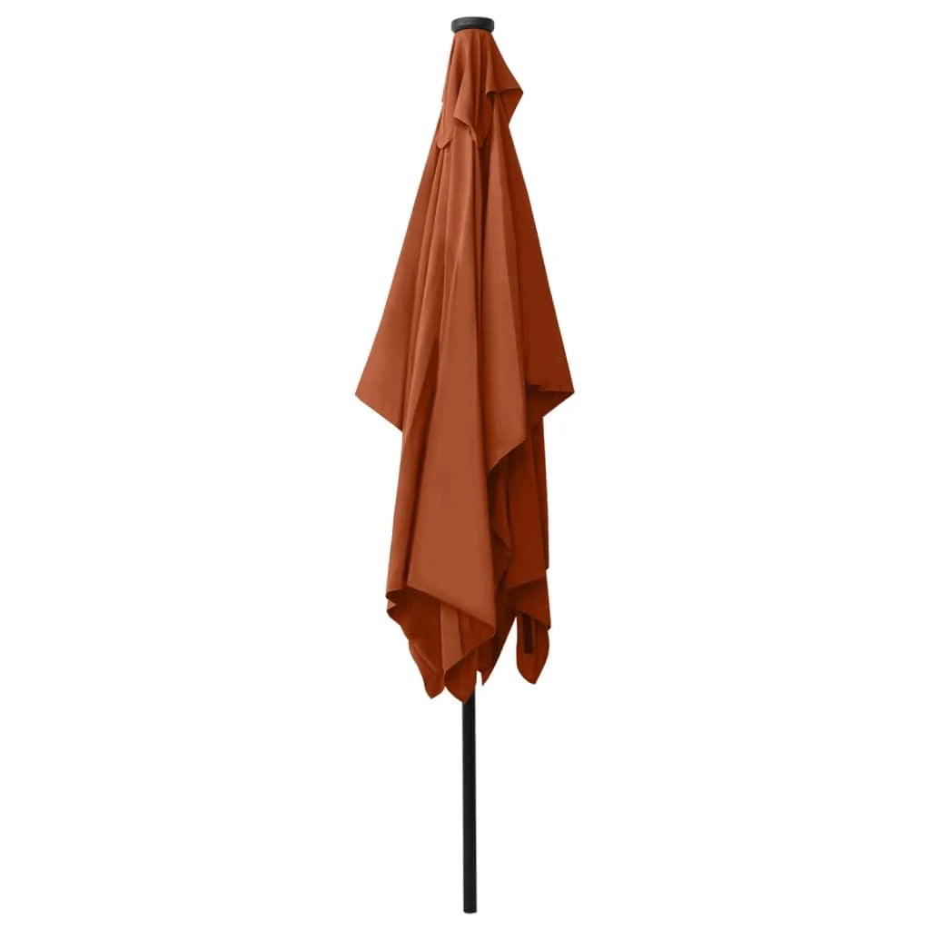 Ombrellone con LED e palo in acciaio color terracotta 2 x 3 m 02_0008072
