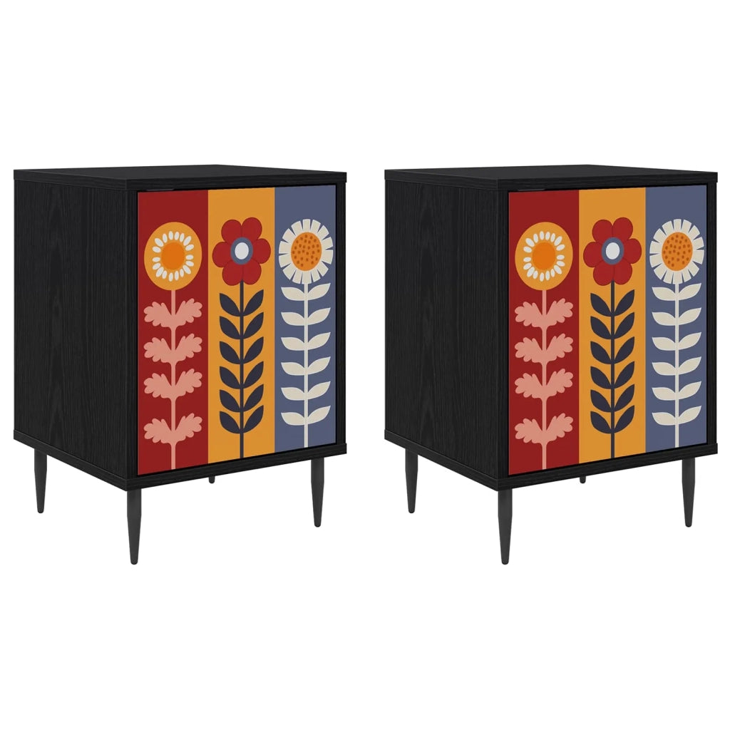 Armadio da Notte ESSEN 2 pz Rovere Nero 36 x 33 x 51 cm 8007256