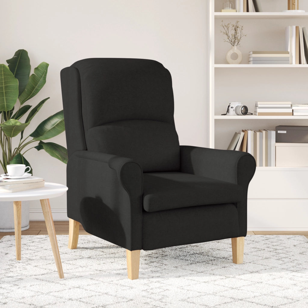 Poltrona Moderna Nera Tessuto Poliestere, Legno