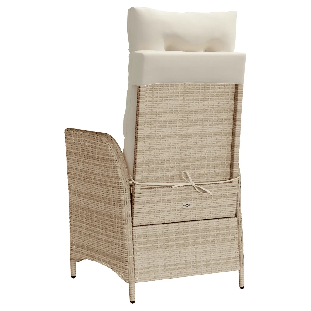 Sedia Reclinabile da Giardino con Cuscini Beige in Polyrattan 365260