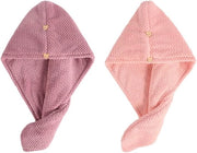Tela di asciugamano per capelli, asciugamano per capelli con chiusura a nodo, asciugamano per capelli in microfibra, cappello per capelli asciutti e toupée per capelli bagnati (rosa e rosa chiaro)