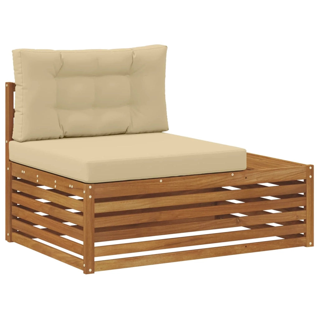 Divano da Giardino-Divano Esterno Finale 3 Pezzo Naturale e Beige 115 x 83 x 73 cm