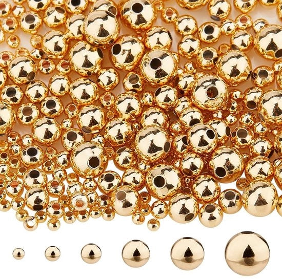 Collana a distanza 240 pezzi - 18K dorata - Collana rotonda - Supporti a distanza in ottone - Gioielli da assemblaggio - Superficie liscia