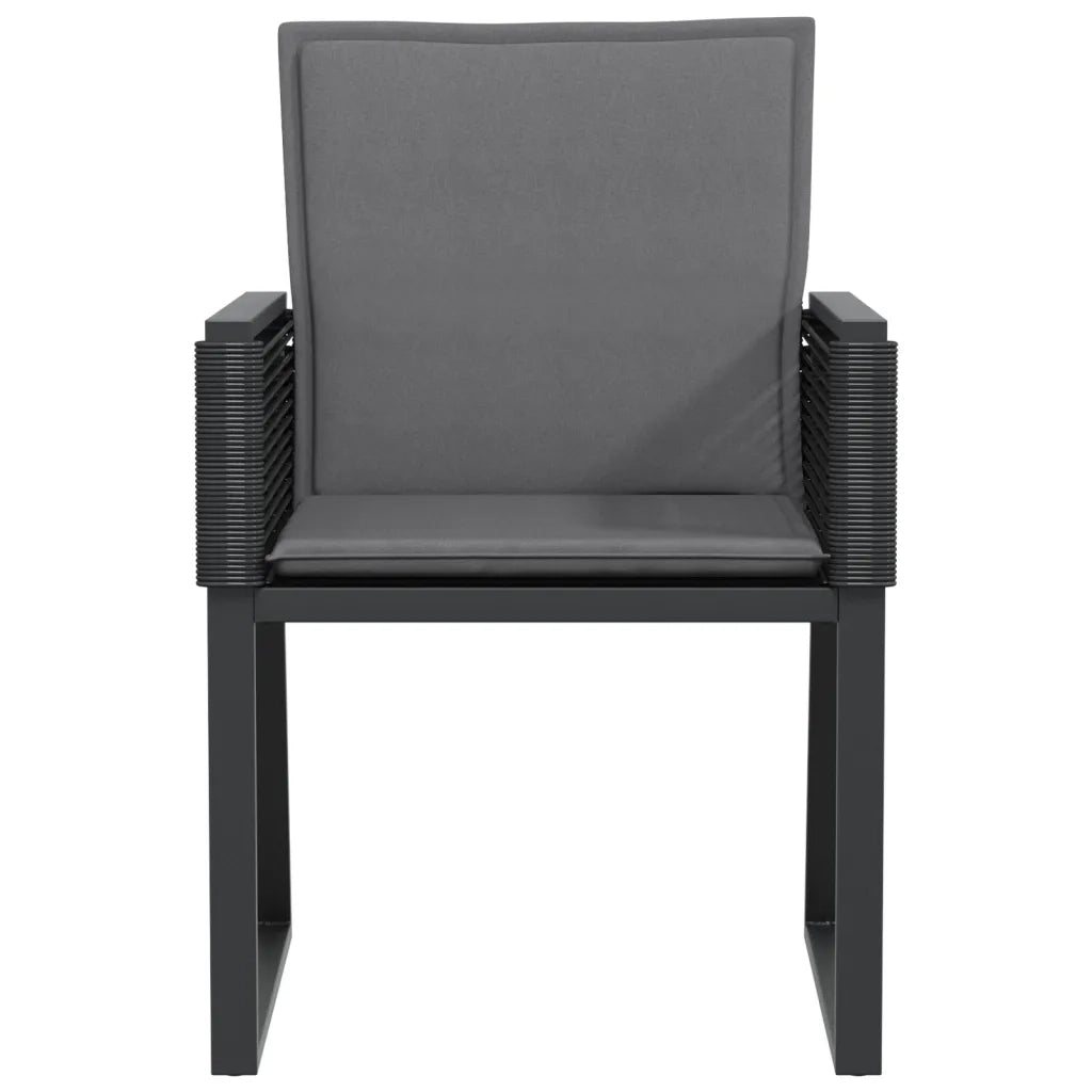 Sedie da Giardino con Cuscini 4 pz | Sedie da Esterno Nere in Polyrattan