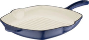 Padella per griglia 27 x 27 cm - con imboccature per versare - ideale per la grigliata - blu - alluminio fuso