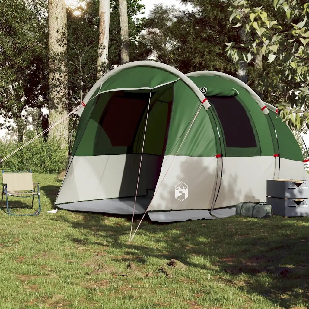 Tenda da Campeggio | Tenda Familiare a Tunnel per 4 Persone Verde Impermeabile