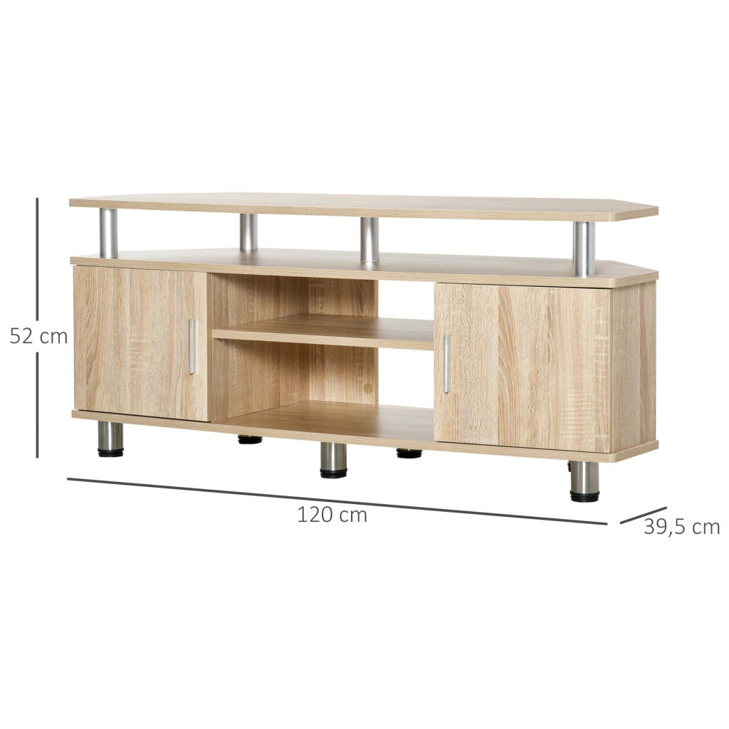 Mobile TV per televisori fino a 55 pollici con 2 ante e 2 ripiani ¨C Zephmum ¨C Roble 120x39.5x52 cm