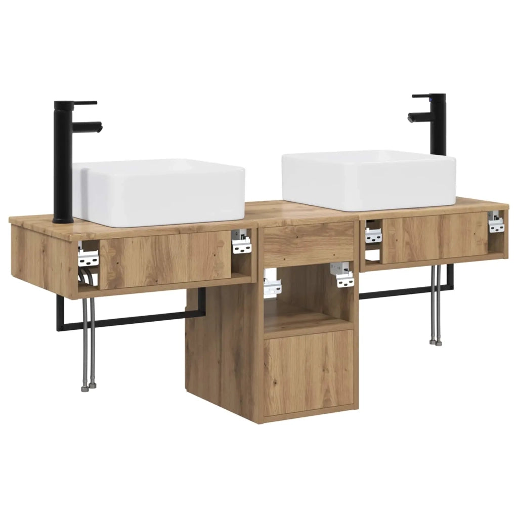 Set di mobili per il bagno 3 pz Rovere Artigianale 3405606