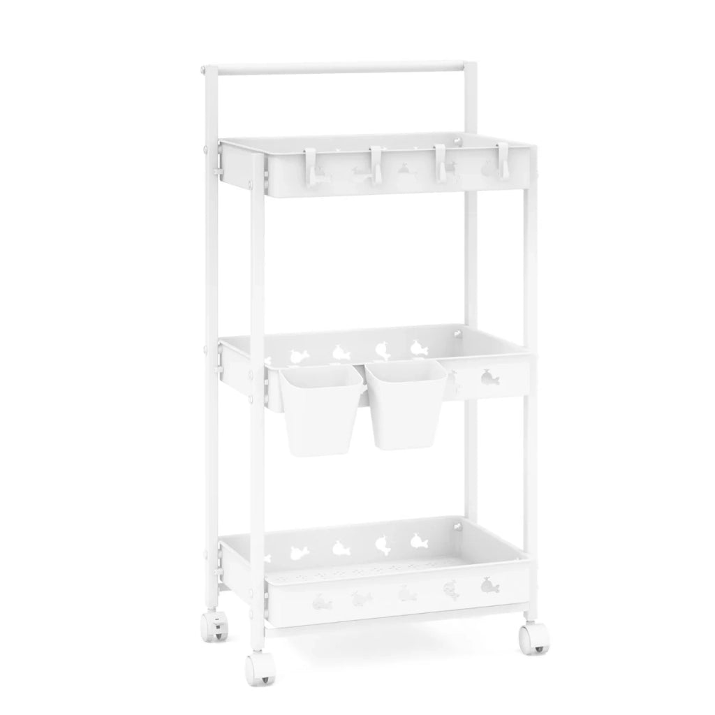 Carrello portaoggetti a 3 ripiani 42 x 29 x 83 cm ottimizzato per cucina e bagno PP bianco 20_0020710