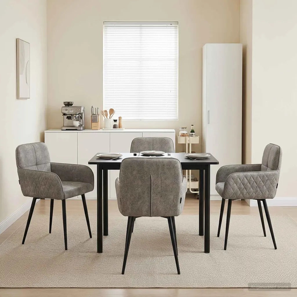 Sedie da pranzo 4 pz Pelle Scamosciata Sintetica Grigio Chiaro 3428230