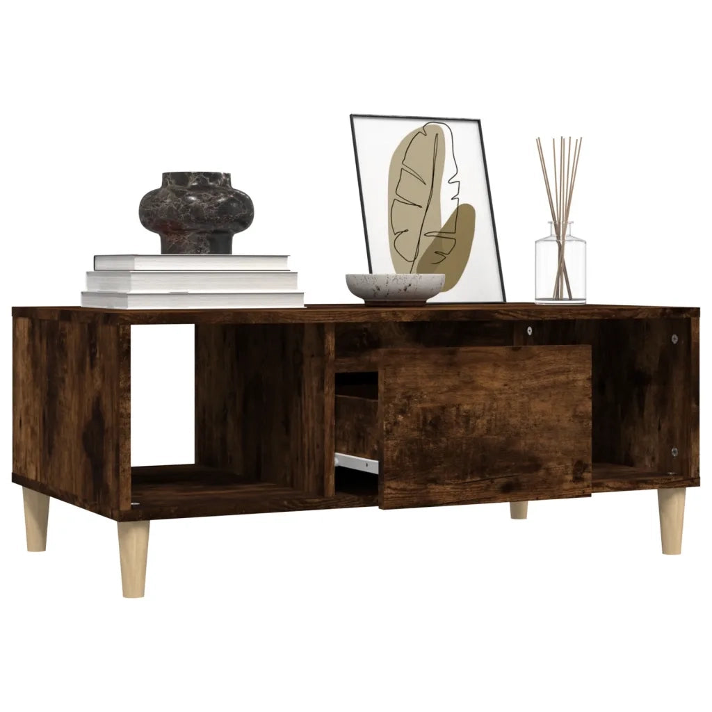 Tavolino da Salotto-Tavolino da soggiorno-Tavolo Rovere Fumo 90x50x36,5 cm Legno Multistrato 904164