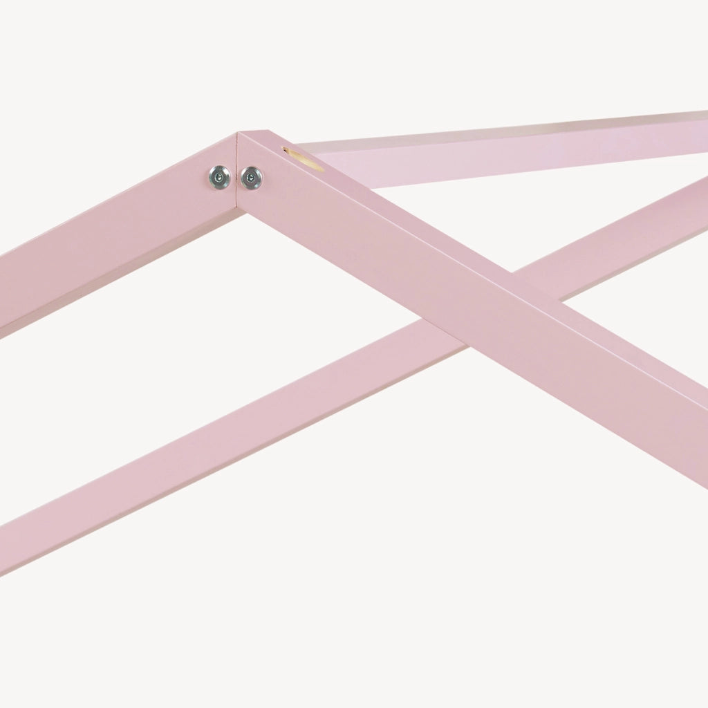 Letto per Cameretta Treviolo a Forma di Casetta in Stile Montessori 120x200 cm Rosa/Bianco [en.casa]