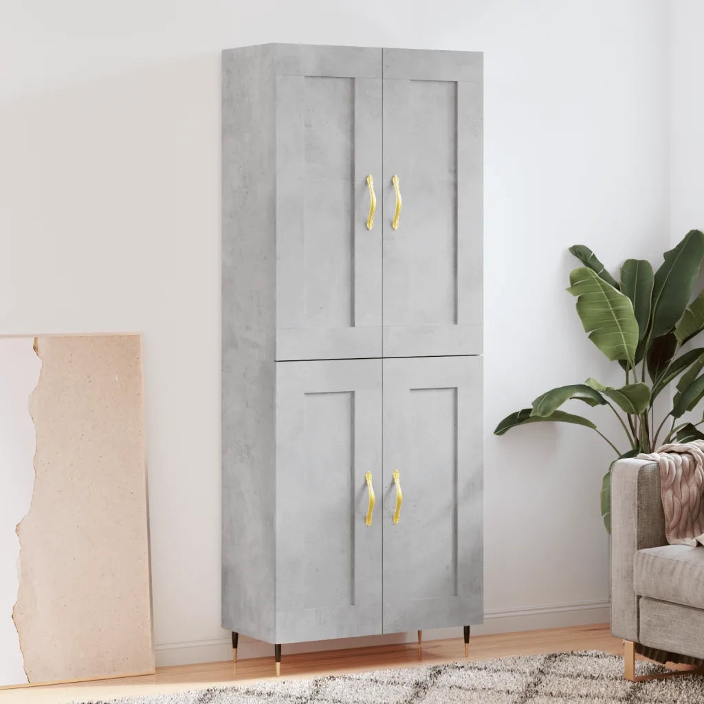 Credenza-Buffet-Armadio da cucina Grigio Cemento 69,5x34x180 cm in Legno Multistrato 604737