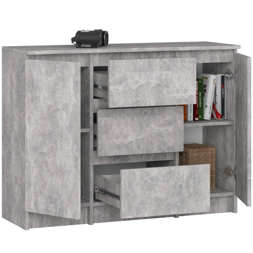 Cassettiera AKORD K100 Cemento 101 cm 2 ante 3 cassetti 101x35x76 cm