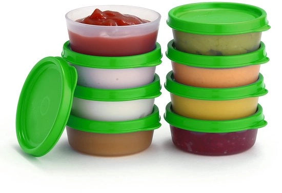 Contenitori di condimento con coperchio, 8 pezzi, 65 ml contenitori per salse per piccoli contenitori di conservazione con coperchio, impermeabili, riciclabili, in plastica, BPA libero per contenitori di picnic e scatole da pranzo
