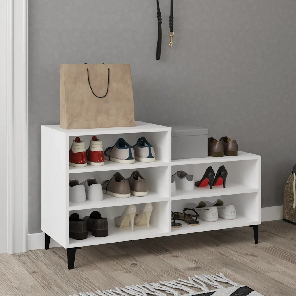 Scarpiera-Scaffale per scarpe Bianca 102x36x60 cm in Legno Multistrato 186201