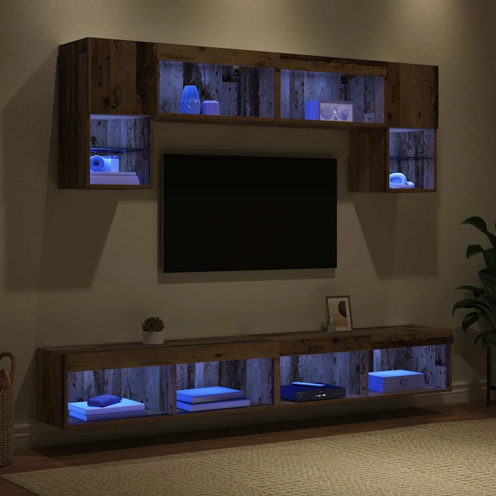 Mobile Porta TV con LED 6 pz-Credenza per TV Legno vecchio 122556