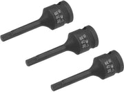 Set di chiavi a 6 ore 3 pezzi - Bit a 6 ore a 5 mm - Acciaio CR-MO - Lunghezza 60 mm - Resistente alla corrosione