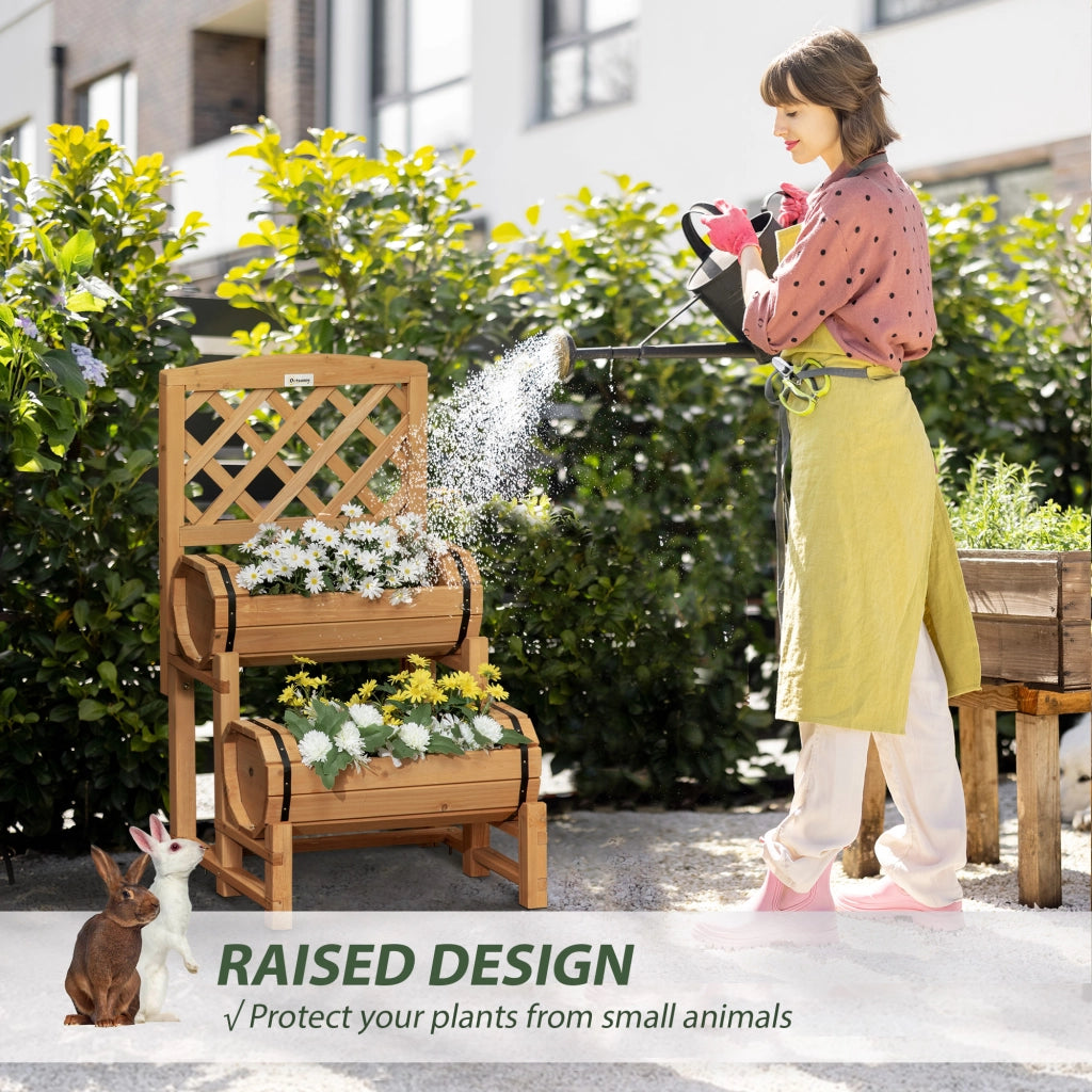 EasyComfort Fioriera da Esterno a Mezza Botte in Legno d'Abete con Design Verticale Rialzato, 45x45x80 cm