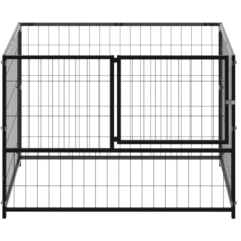 Gabbia per cani da esterno recinto per animali parco cani nero 100 x 100 x 70 cm acciaio 02_0000489