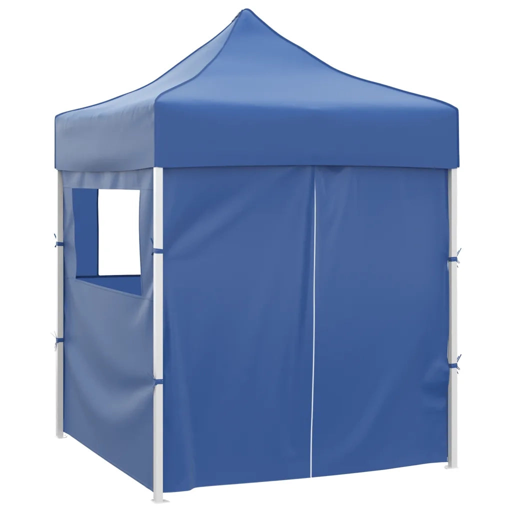 Gazebo | Pergolato Pieghevole Professionale 4 Pareti 2x2m Acciaio Blu