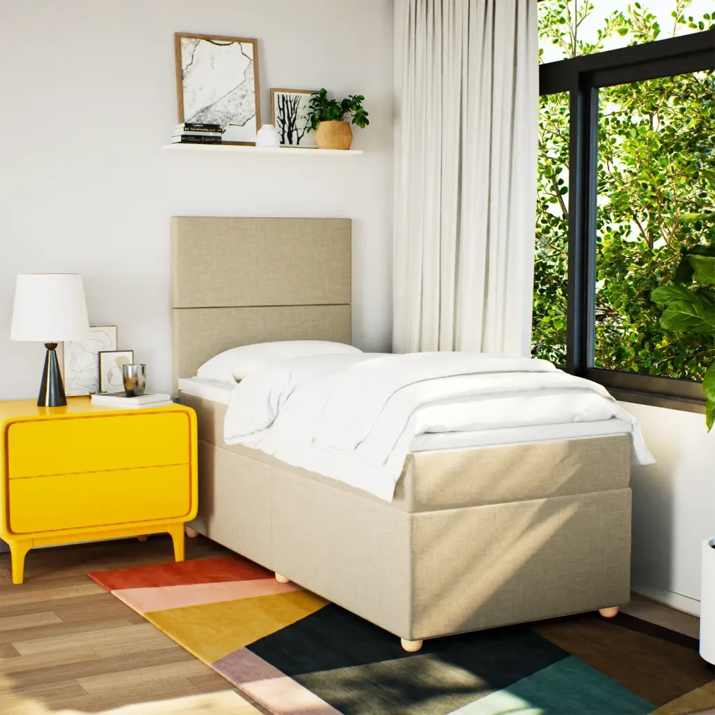 vidaXL Giroletto a Molle con Materasso Crema 80x200 cm inTessuto